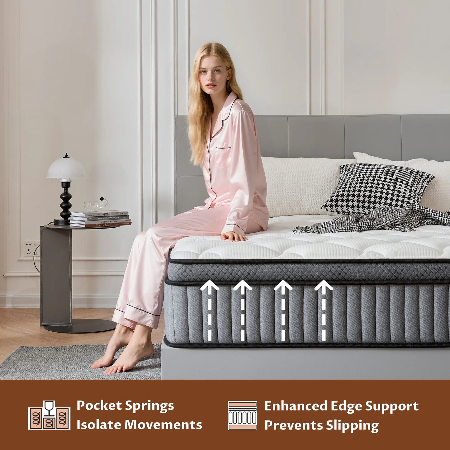 Giovanly Full Size Mattress 12 inch Hybrid Medium Firm Mattresses in a Box, Memory Foam and Individually Wrapped Pocket Coils for Motion Isolation & Edge Support, CertiPUR-US Certified