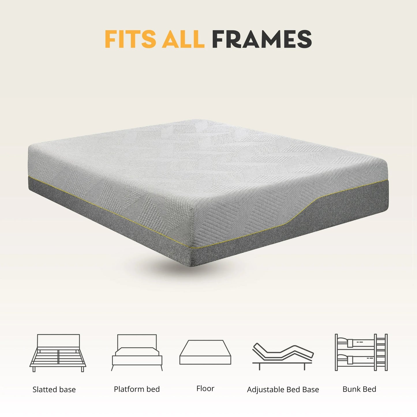 MLILY Ego Gray 14 inch Queen Mattress in a Box, Gel Memory Foam Mattress Queen, Beds in a Box, Medium