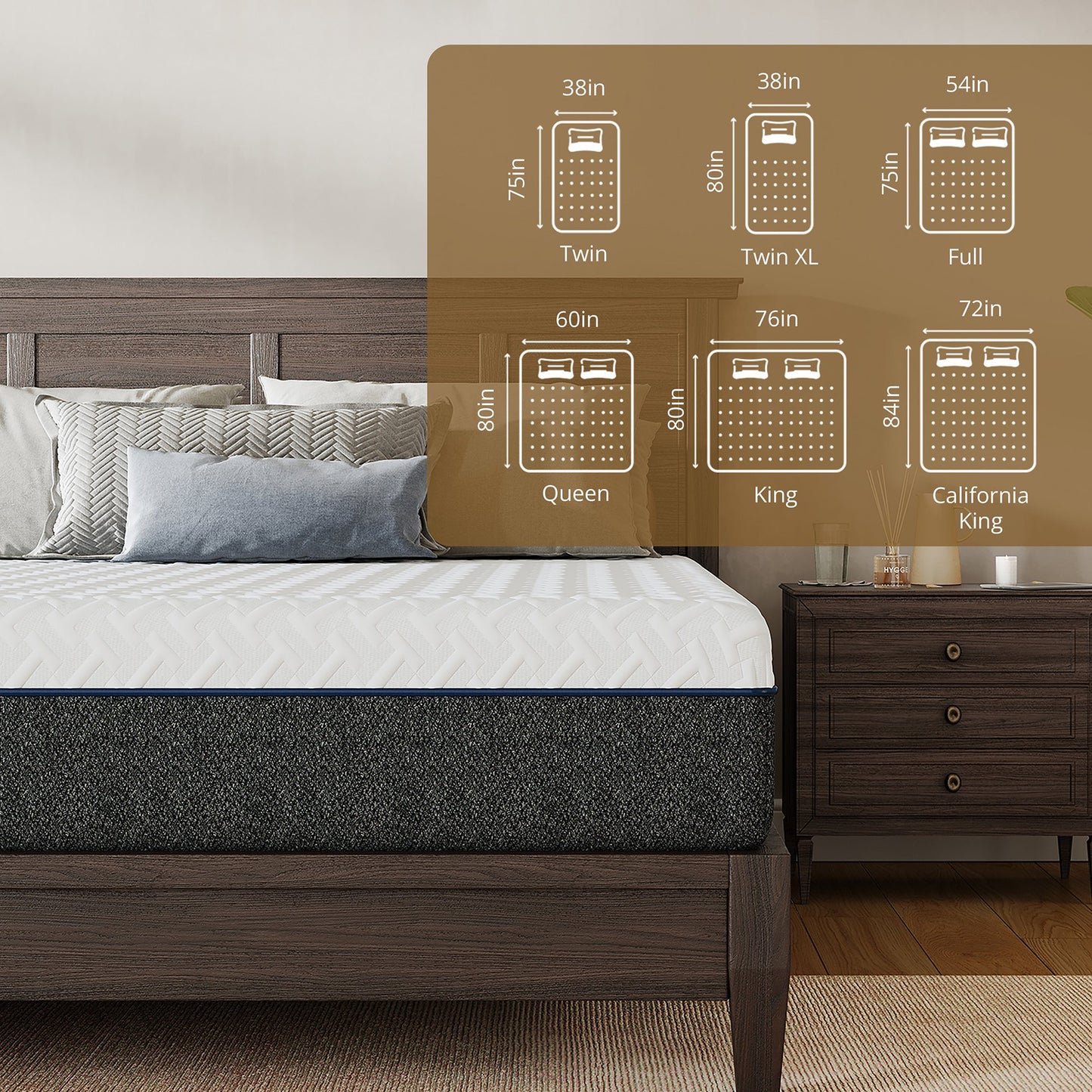 Subfun Full Size Mattress, 10 inch Memory Foam Mattress in a Box, Cooling Gel & Medium