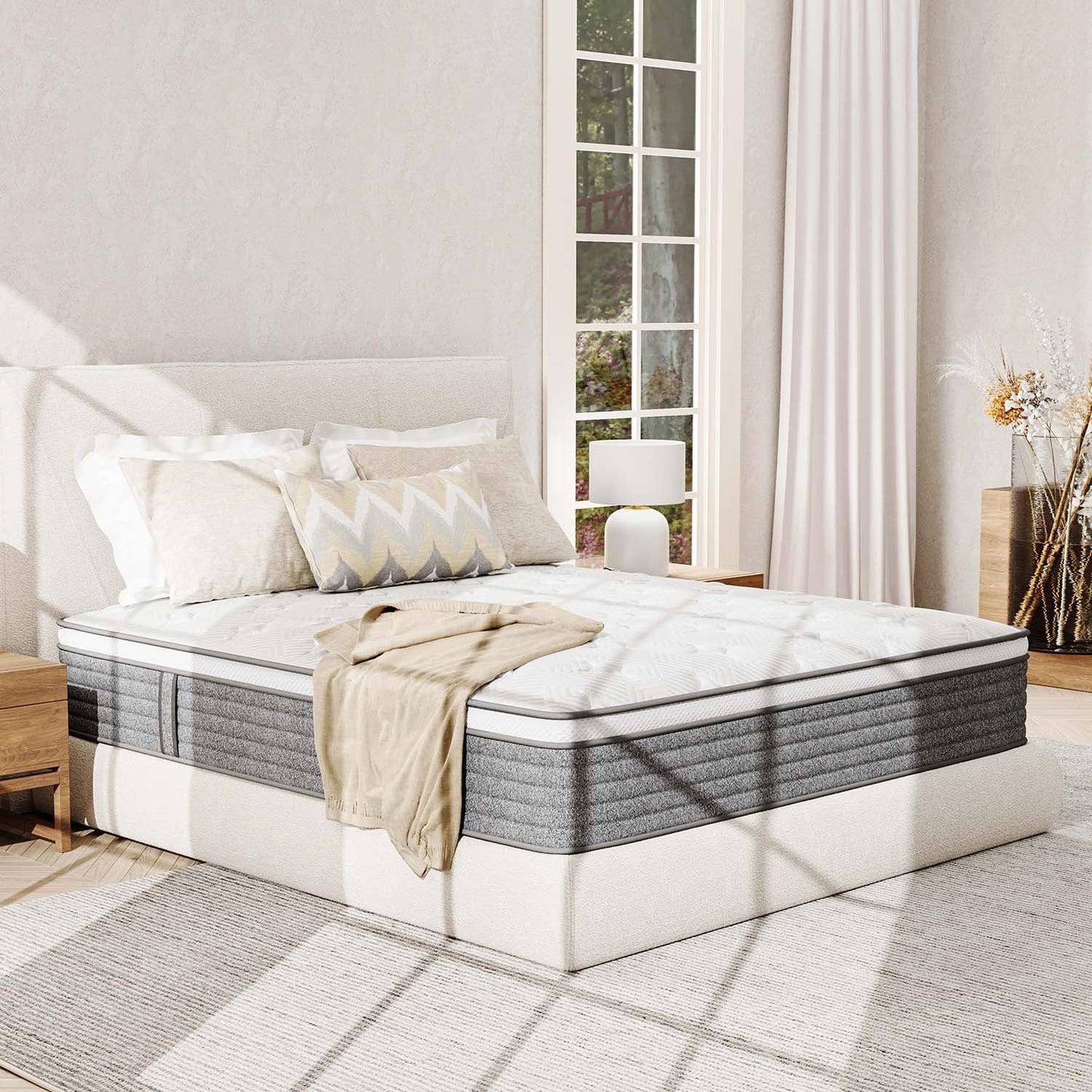 TechForma 12" King Mattress, Hybrid Memory Foam Mattress with Pocket Spring Design, Breathable Knit Fabric, Flame-Retardant Cover & Reinforced Edge, Medium Firmness Support