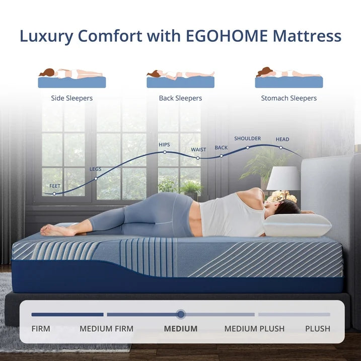 EGOHOME Ego Elysian 14 inch Hybrid Mattress, Cal King Size Memory Foam Mattress, Pocket Spring