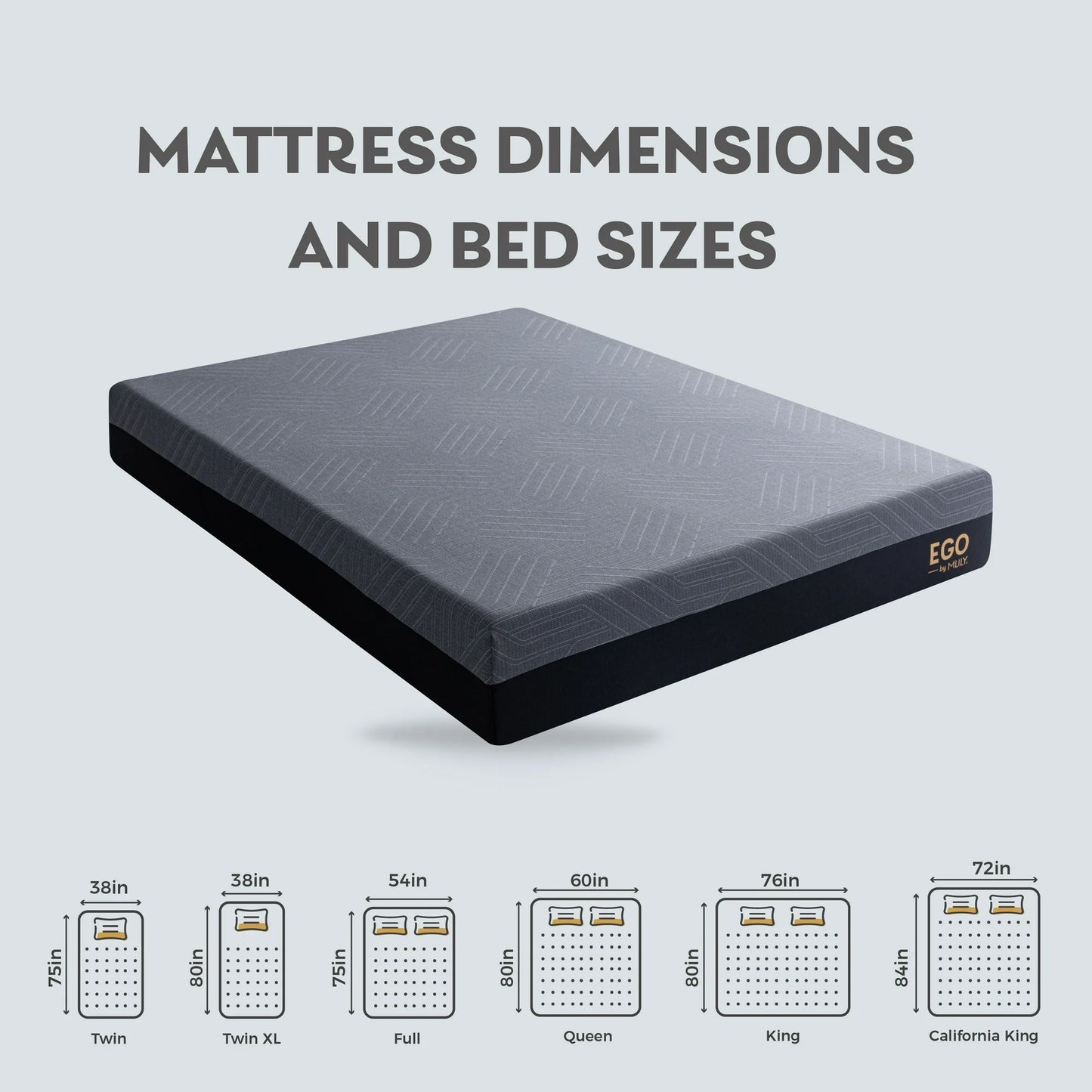 EGOHOME Ego Black 10 inch Gel Memory Foam Mattress, King Size Mattress in a Box, Medium Firm