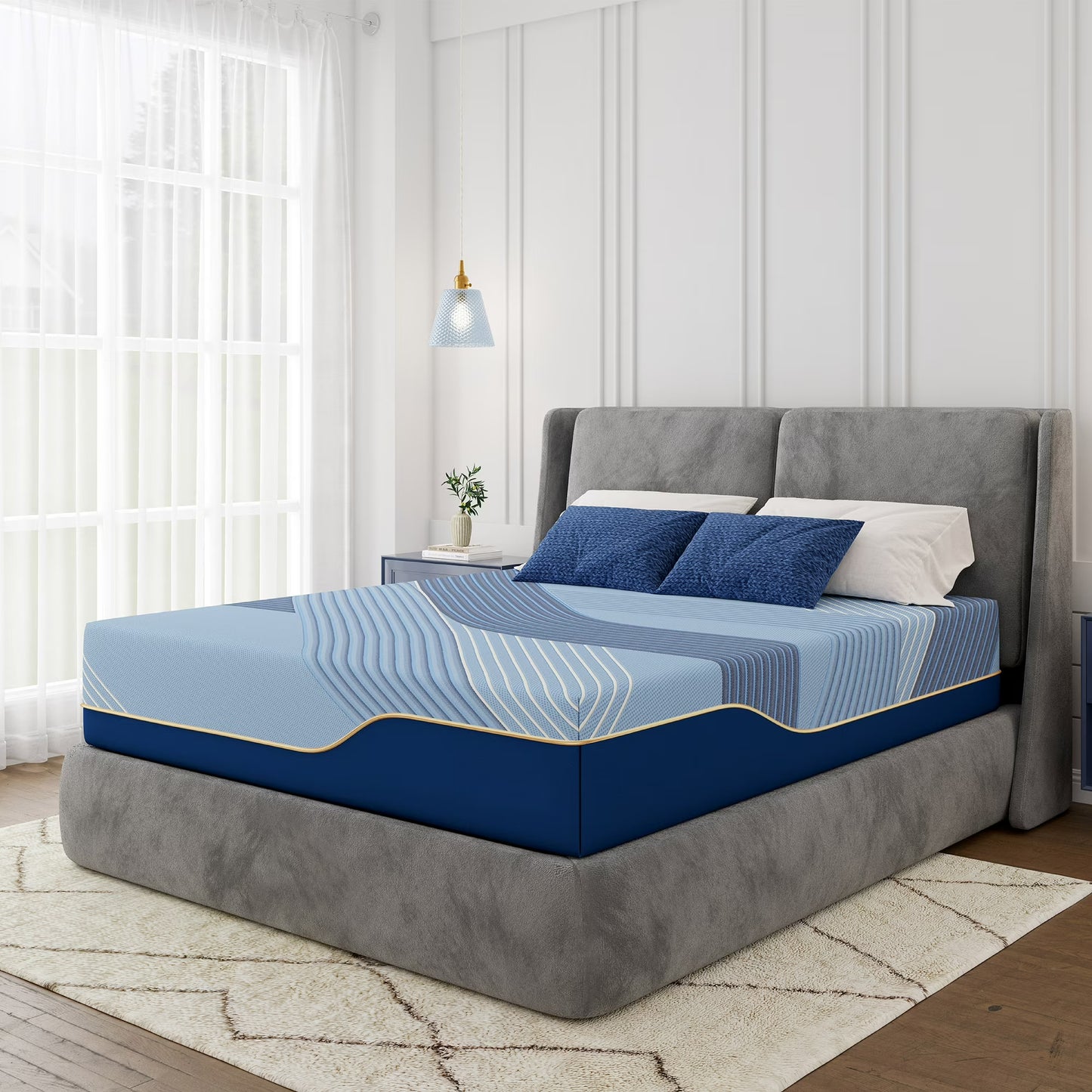 Arctus 14" Copper Gel Memory Foam Mattress, King Size, Springless, Medium Firm, in a box