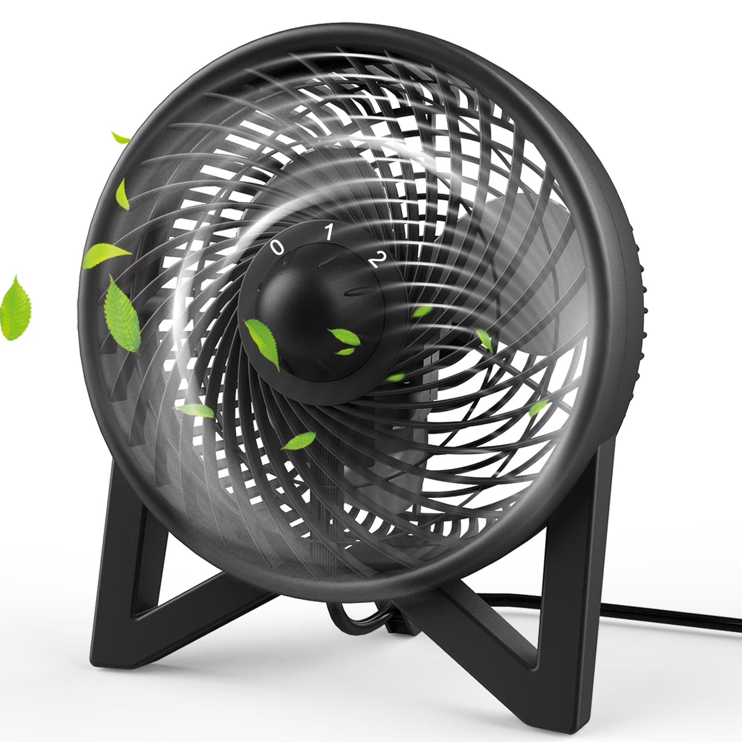 DR.PREPARE 8" Quiet Table Fan Powerful 2 Speed Bedside Desk Fans, Black