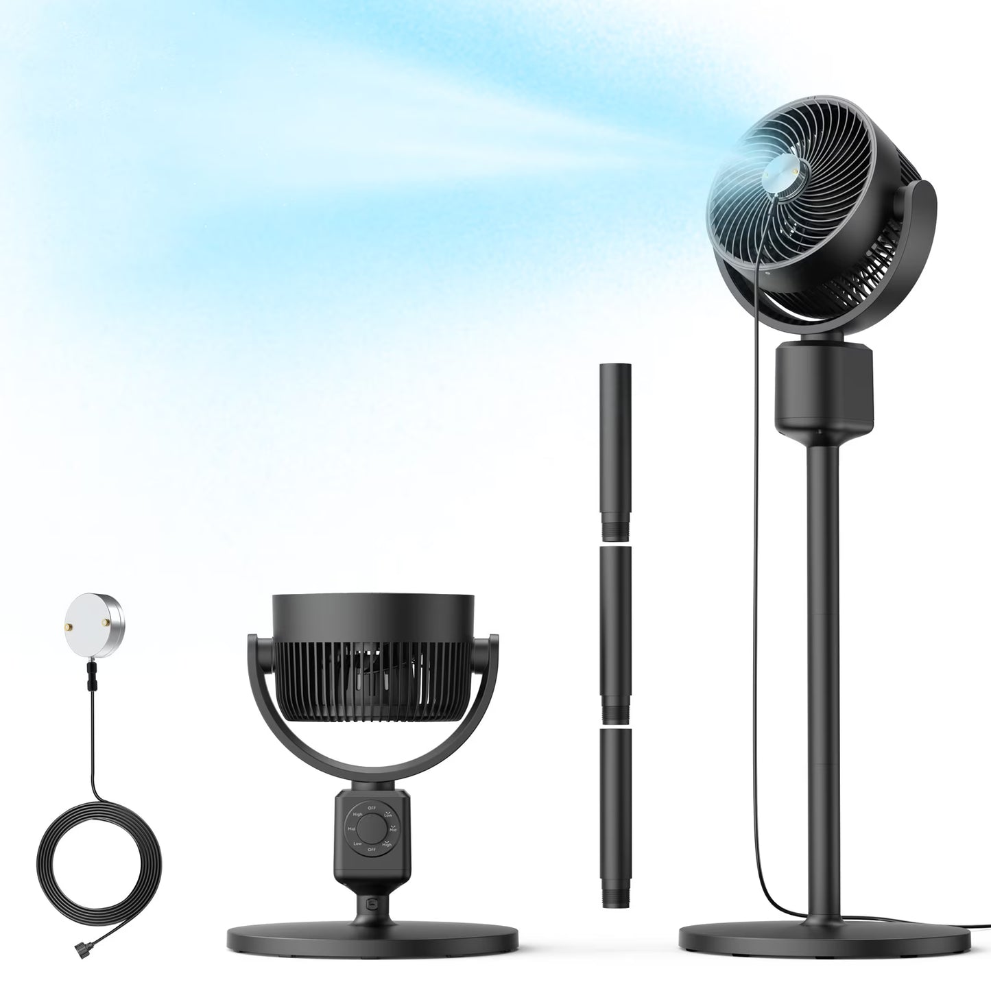 Dr. Prepare Standing Fan for Home, 16-34" Adjustable Height Oscillating Fan with Misting system