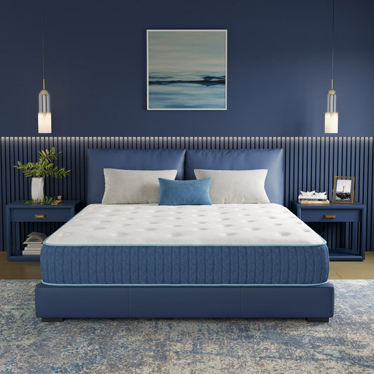 EGOHOME Full 10 inch Hybrid Mattress with Individually Wrapped Pocket Coils, Medium, Pressure Relief, Mattress in a Box