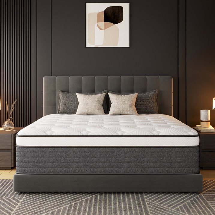 EGOHOME Full Size Mattress in a box 14" Hybrid with Pocketed Springs, Medium, Pressure Relief, Reinforced Edge with handles