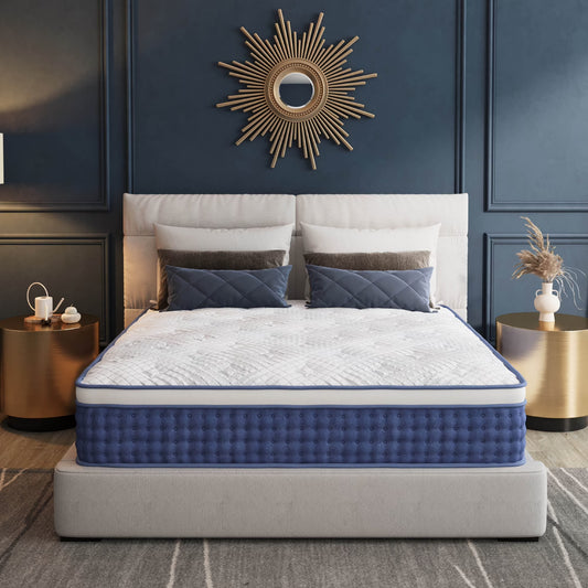 EGOHOME Twin XL 12 inch Hybrid Mattress, Pocketed Springs, Medium, Pressure Relief, Reinforced Edge, Mattress in a Box