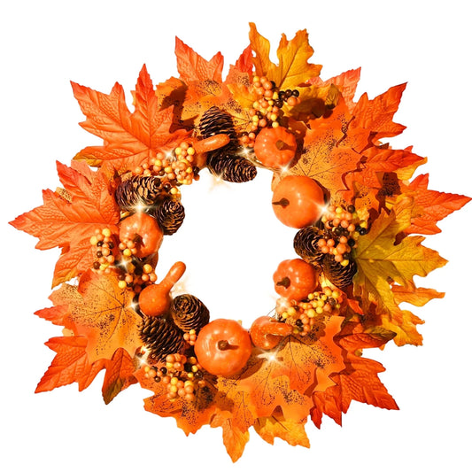 simeccom Fall Decorations Fall Wreath, 18 Inch Fall Wreaths for Front Door, Autumn Wreath with Pumpkins Pinecones for Home Wall Fall Decor