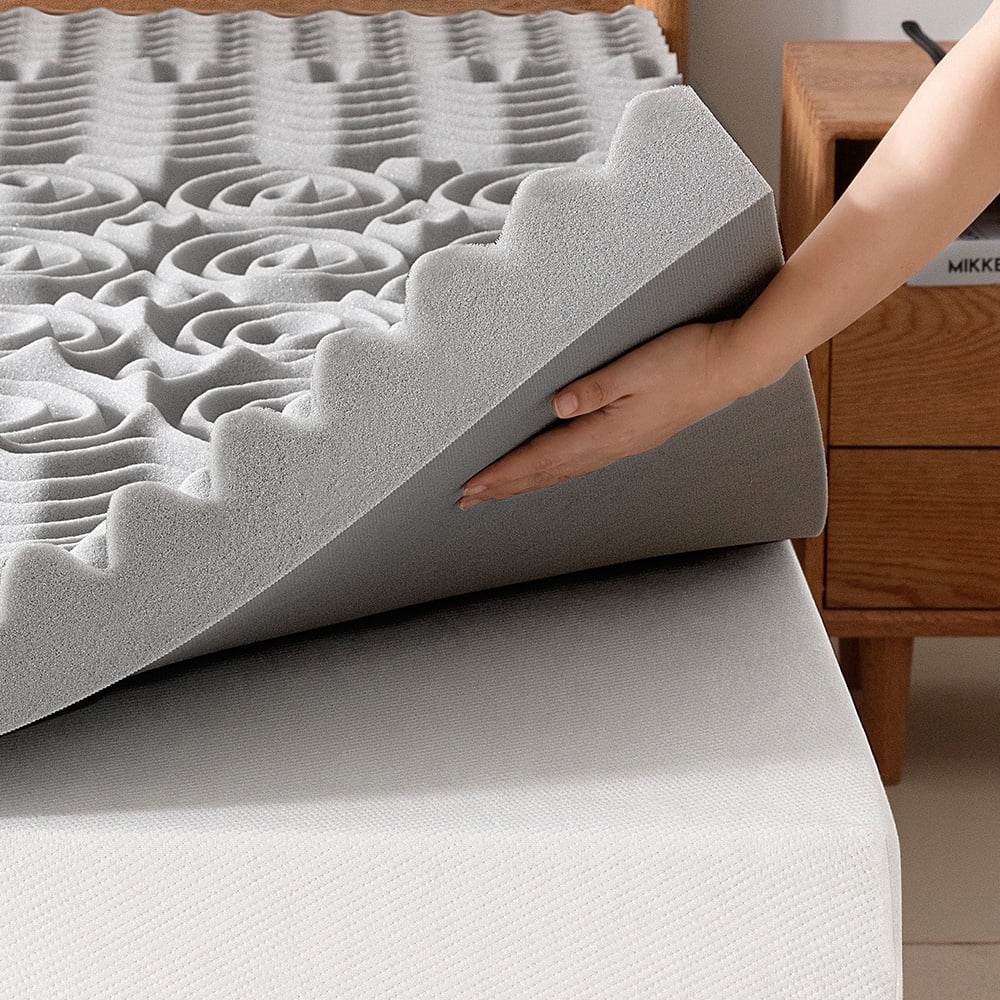 Gelsea 3 Inch Memory Foam Mattress Topper Twin,5-Zone Bamboo Charcoal Infused Mattress Pad for Back Pain,Ventilated Soft Bed Topper,Odor Absorption,74*38*3