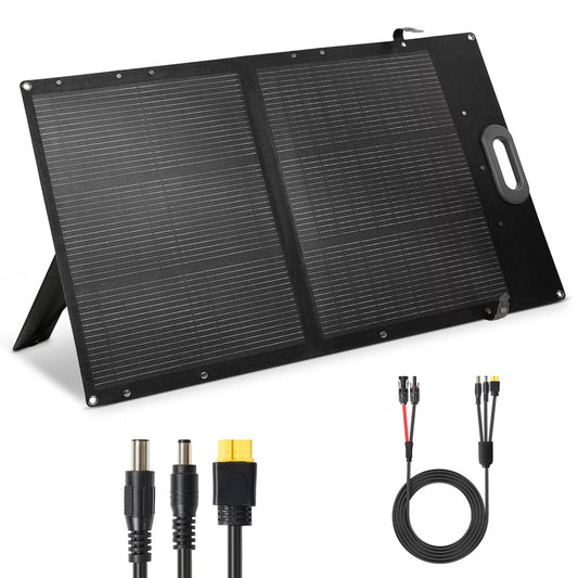 HQST 100W Ultra-Light Portable Solar Panel, N-Type 25% High Efficiency Solar Charger for Power Station & Solar Generator, IP67 Waterproof, Foldable with Kickstands for Camping, RV, Off-Grid