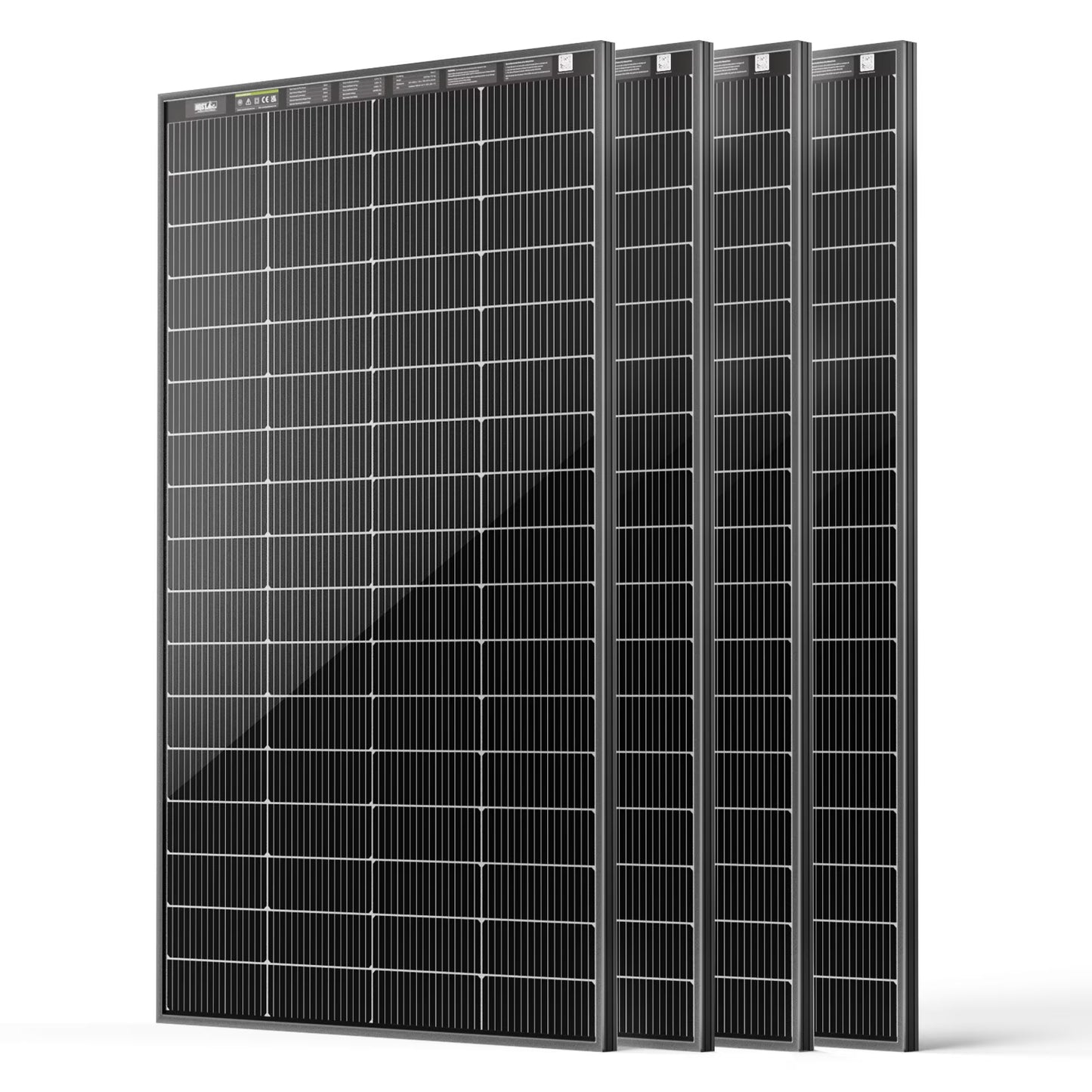 HQST N-Type 16BB 200 Watt Bifacial Solar Panel 4Pack, with 25% Efficiency, Grade A+ Cells, IP65 Rating for RV, Trailer, Marine, Home Rooftop, Farm, Off Grid