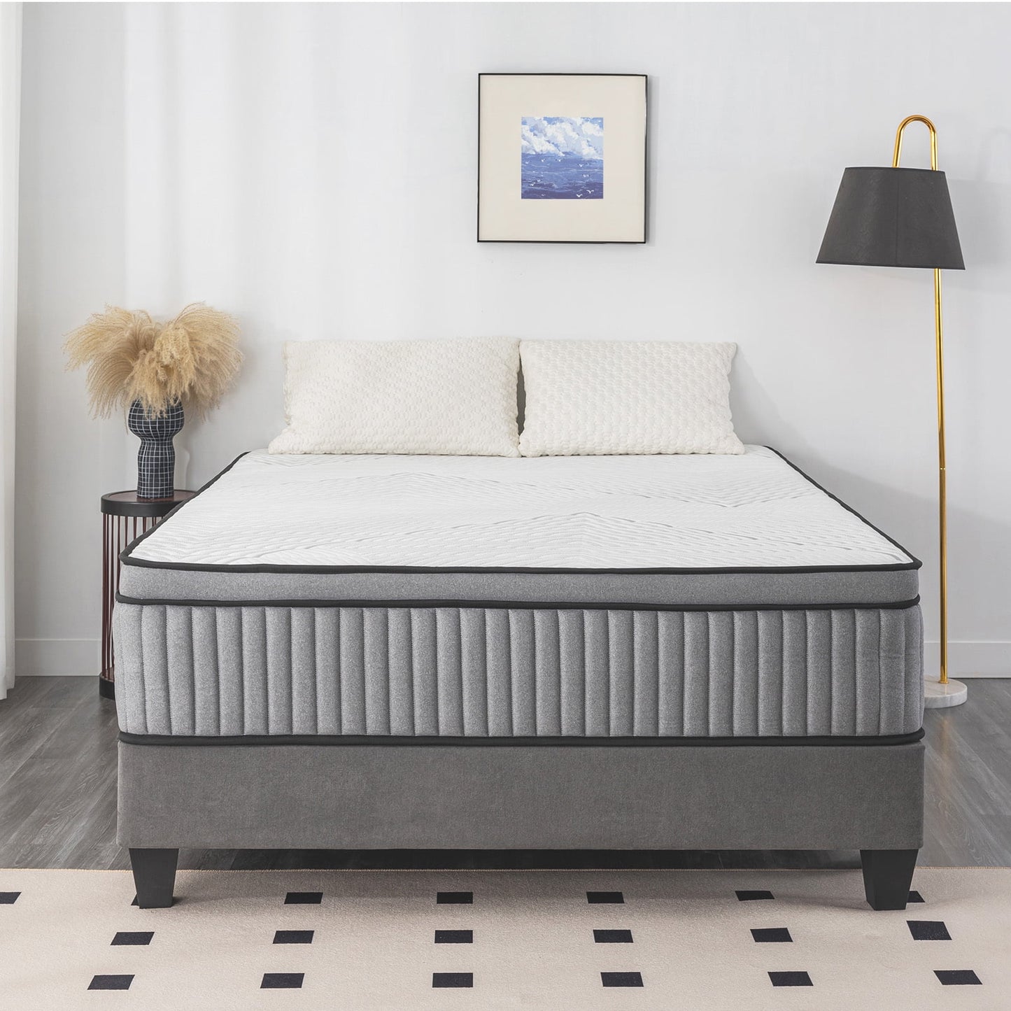 EGOHOME Sleep 12 inch King Size Hybrid Mattress in a Box, Cooling Gel Infused Memory Foam, Pocket Spring