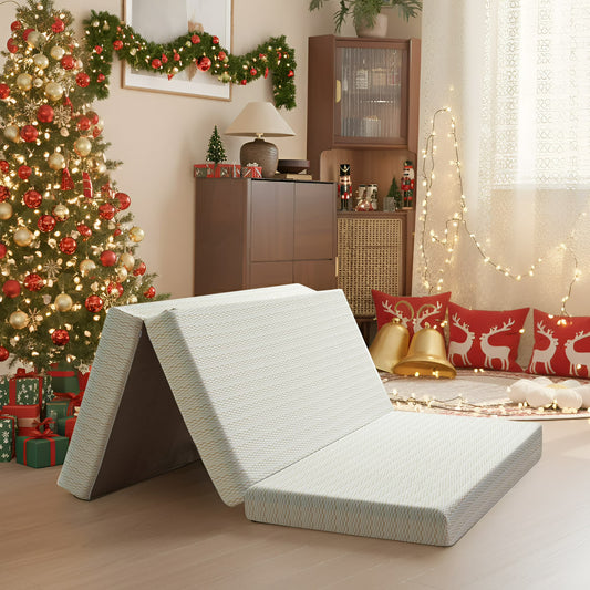 EGOHOME 3 Inch Single Size Tri-Fold Memory Foam Mattress Topper - Cooling, Foldable, Portable Guest Bed