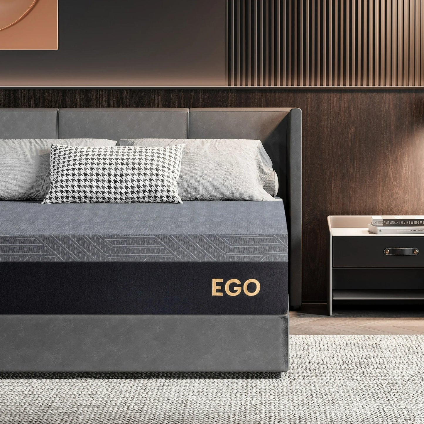 MLILY Ego Black 10 inch Gel Memory Foam Mattress, King Size Mattress in a Box, Medium