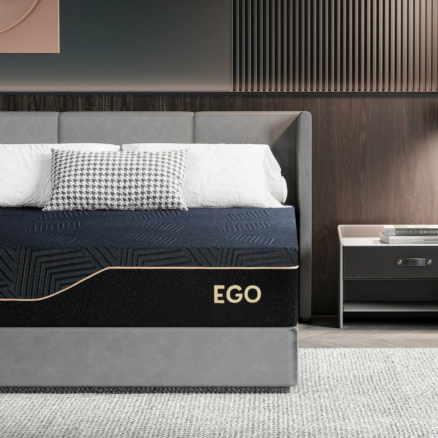 MLILY Ego Black 14 inch King Mattress in a Box, Cooling Gel Memory Foam Mattress, Medium