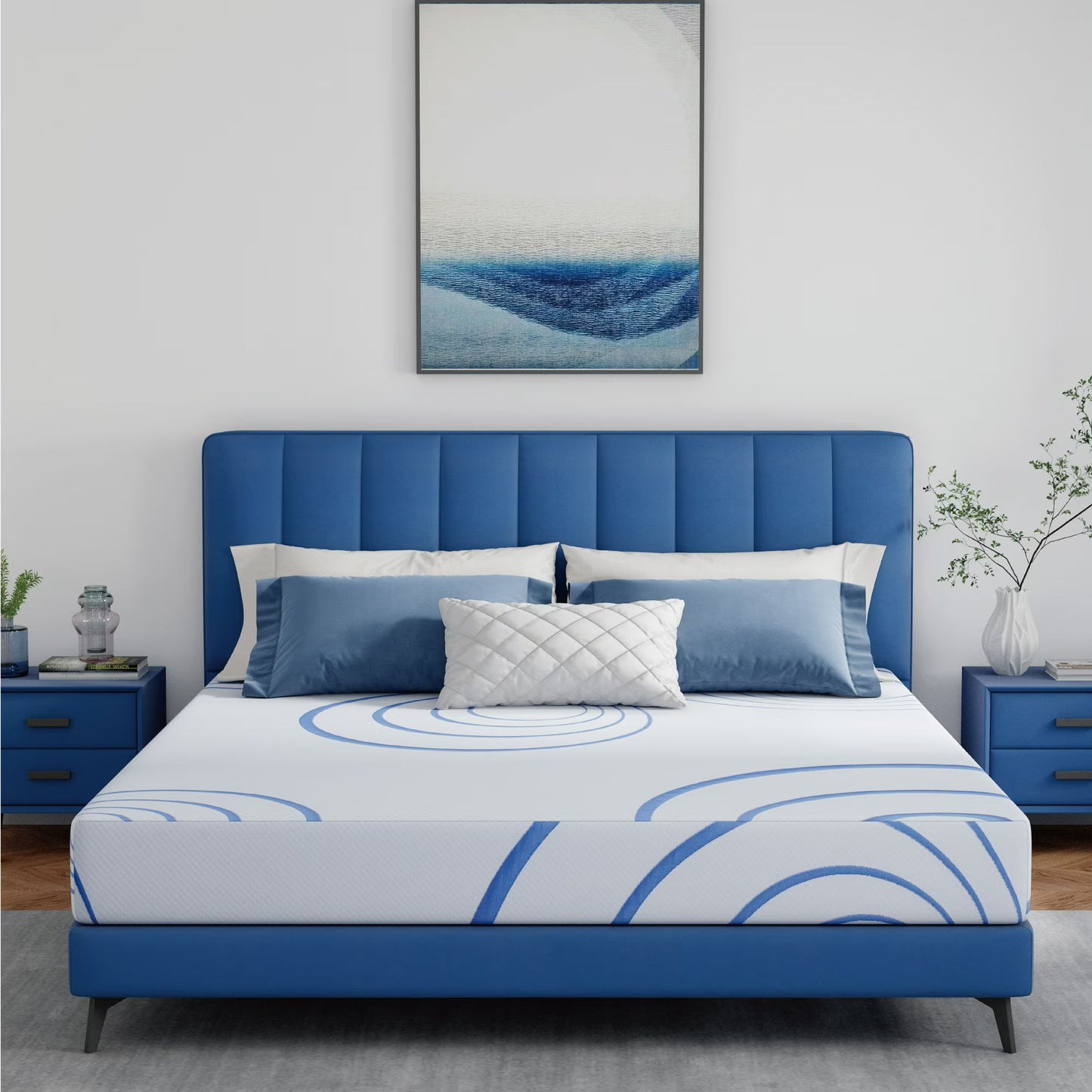 EGOHOME Charcoal 8" Gel Memory Foam Mattress,California King Mattress in a Box，Medium