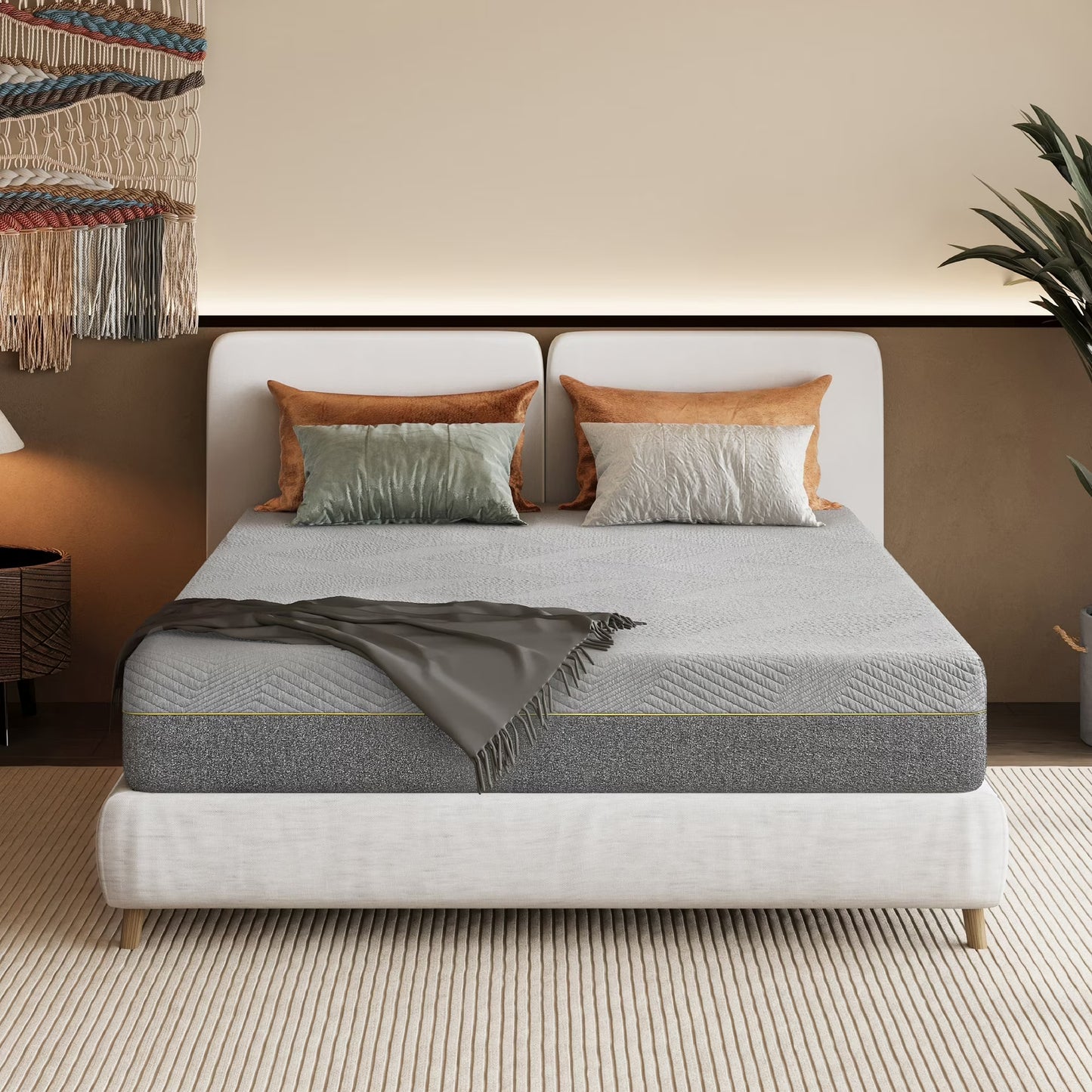 MLILY Ego Gray 14 inch Twin XL Size Mattress, Gel Memory Foam Mattress in a Box, Medium