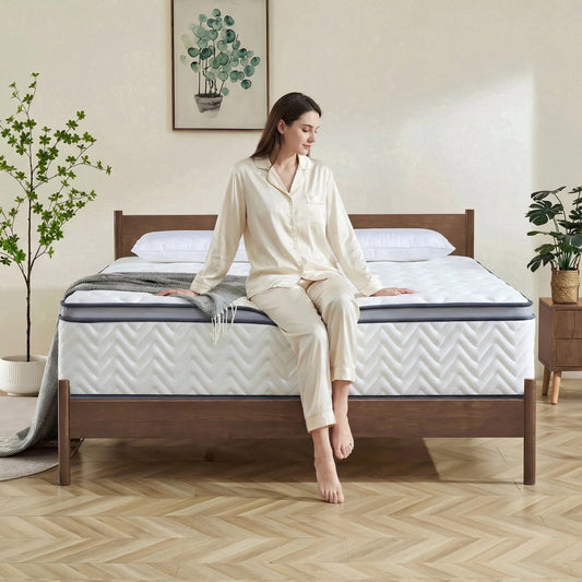 RODREAMY 12 inch Queen Mattress Hybrid Mattresses in a Box with Supportive Medium Firm Pocket Coils and Memory Foam, Pressure Relief, Motion Isolation, CertiPUR-US