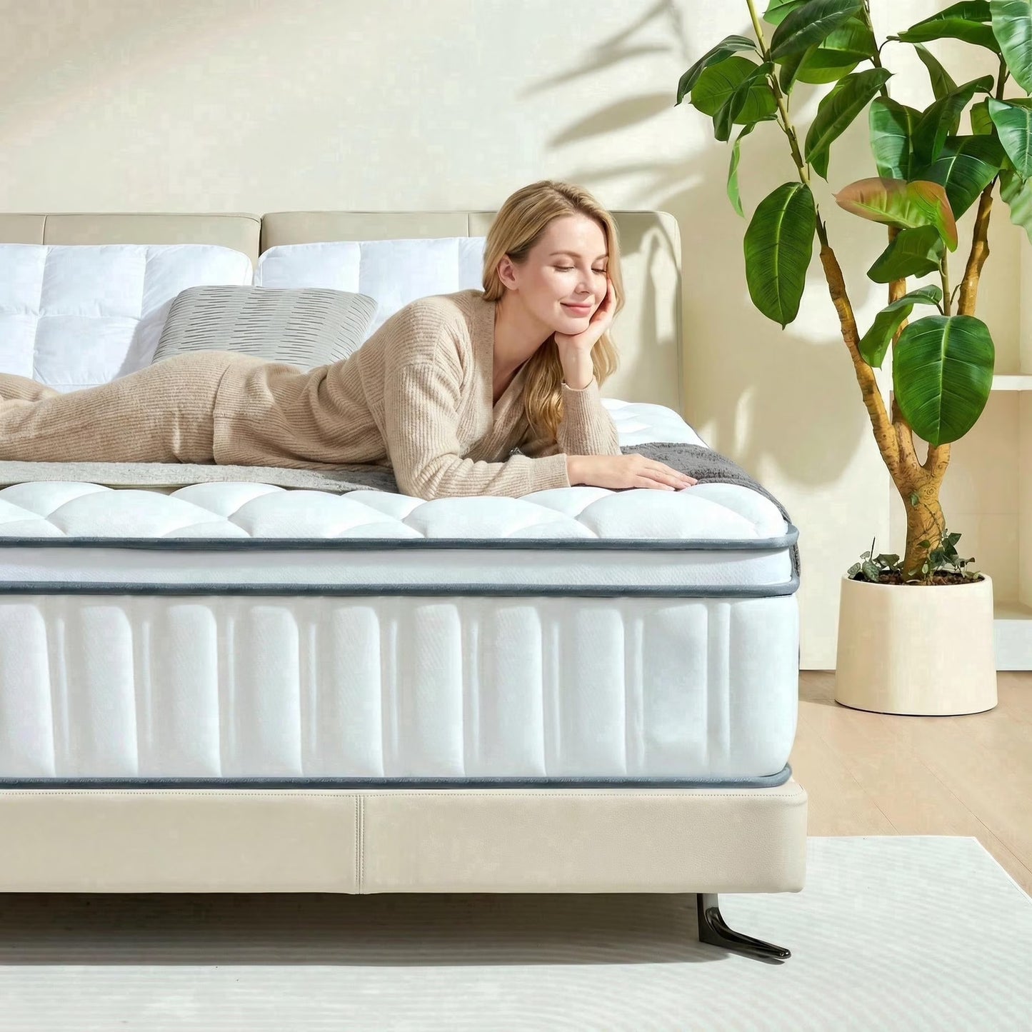 RODREAMY 12 inch Full Size Mattress Hybrid Mattresses in a Box with Pocket Springs, Pressure Relief, Breathable Comfort, Medium Firm, CertiPUR-US Certified