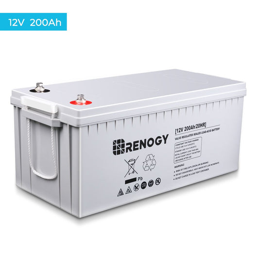 Renogy 200Ah Deep Cycle AGM Battery 12 Volt, 2000A Max Discharge Current, Safe Charge Appliances or RVs, Marine, Solar, Off-Grid
