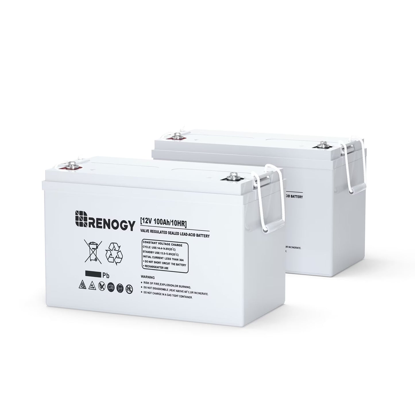 Renogy 2Pack Deep Cycle AGM Automotive Battery, 12 Volt 100Ah, 1100A Max Discharge Current, 3% Self-Discharge Rate, Maintenance-Free
