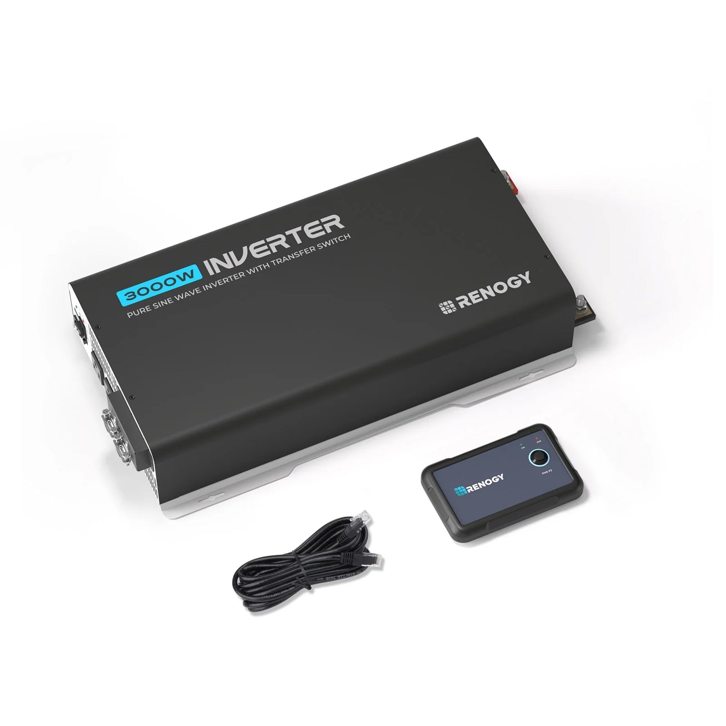 Renogy 3000W Pure Sine Wave Inverter, Automatic UPS Transfer Switch and Built-in Bluetooth, 6000W Surge Power, 12VDC to 120VAC Solar Inverter