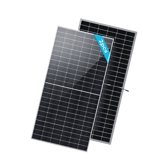 Renogy Bifacial 2pcs 550 Watt Solar Panels 12/24 Volt Monocrystalline PV Power Charger On/Off-Grid 1100W Supplies for Rooftop Charging Station Farm Yacht and Other Off-Grid Applications