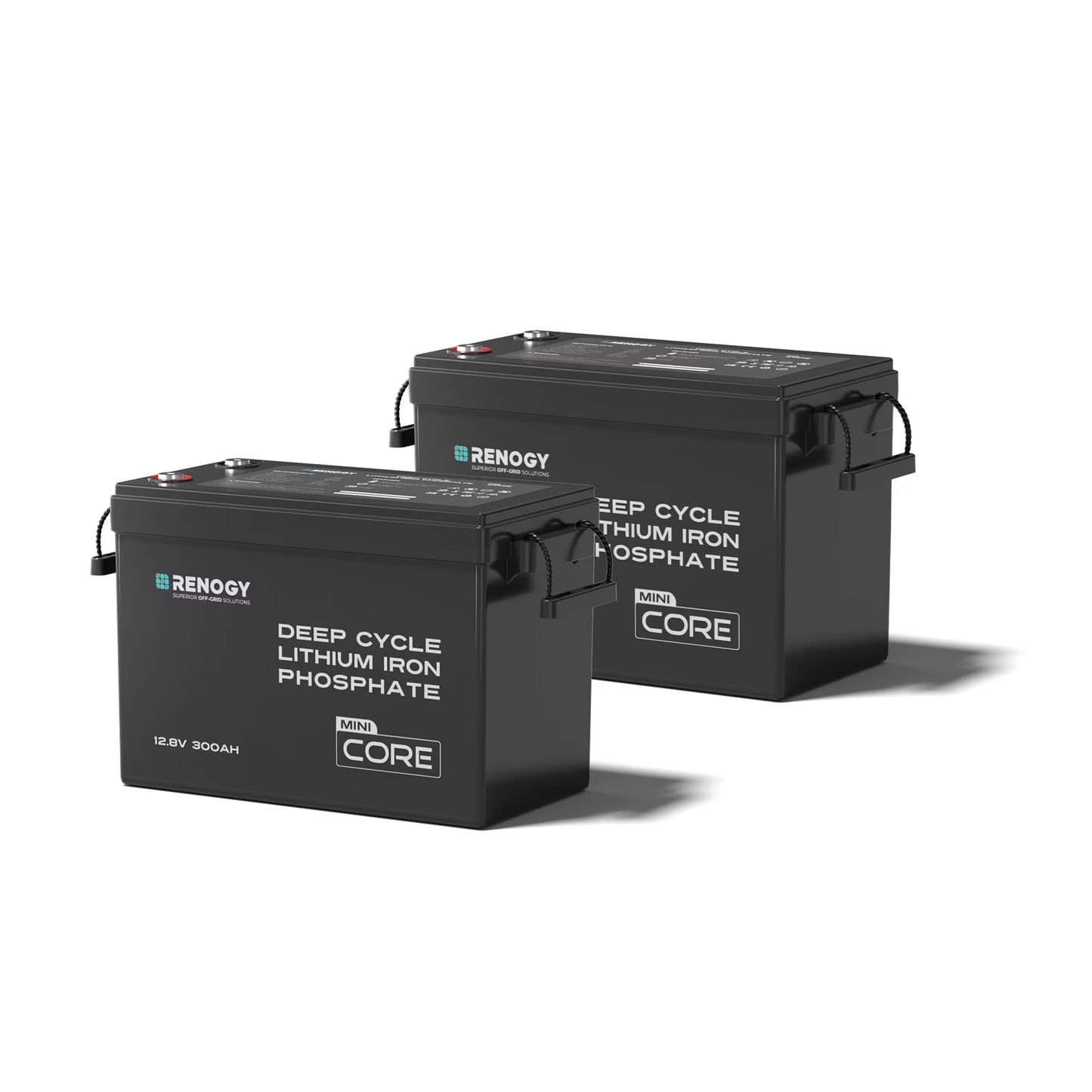Renogy Core Mini 12V 300Ah LiFePO4 Lithium Battery 2Pack, 5000+ Deep Cycle 200A BMS, Ultra-Compact Size Low-Temperature Protection for RV, Marine, Solar System