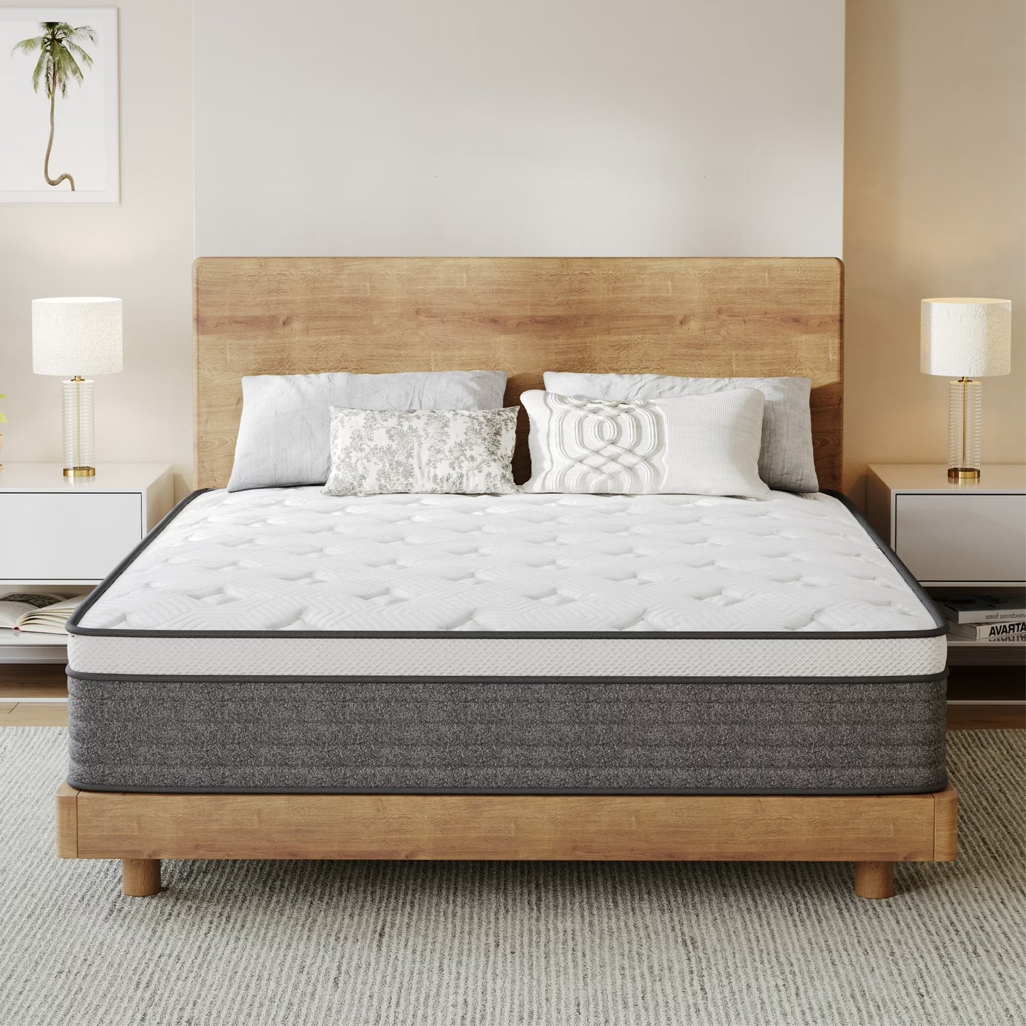 Subfun Hybrid Mattress in a Box, King, 10 inch Medium, Pocket Coil Support & Cool Knit Fabric, Reinforced Edge