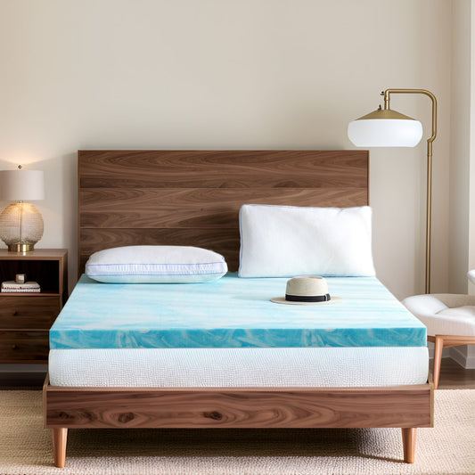 Arctus 2 inch Memory Foam Mattress Topper, King Mattress Topper, Blue