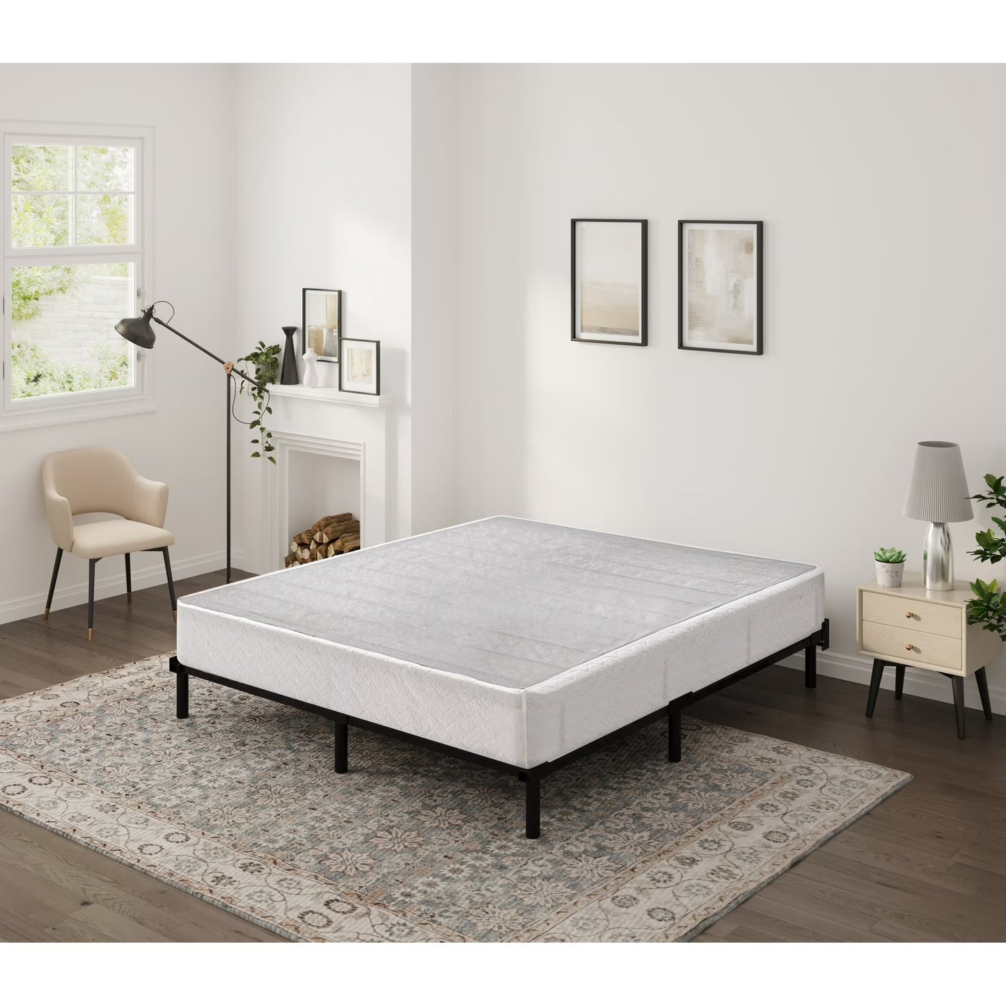 Arctus 9" Twin Box Spring, Metal Mattress Foundation, Fabric Cover Included, Easy Assembly