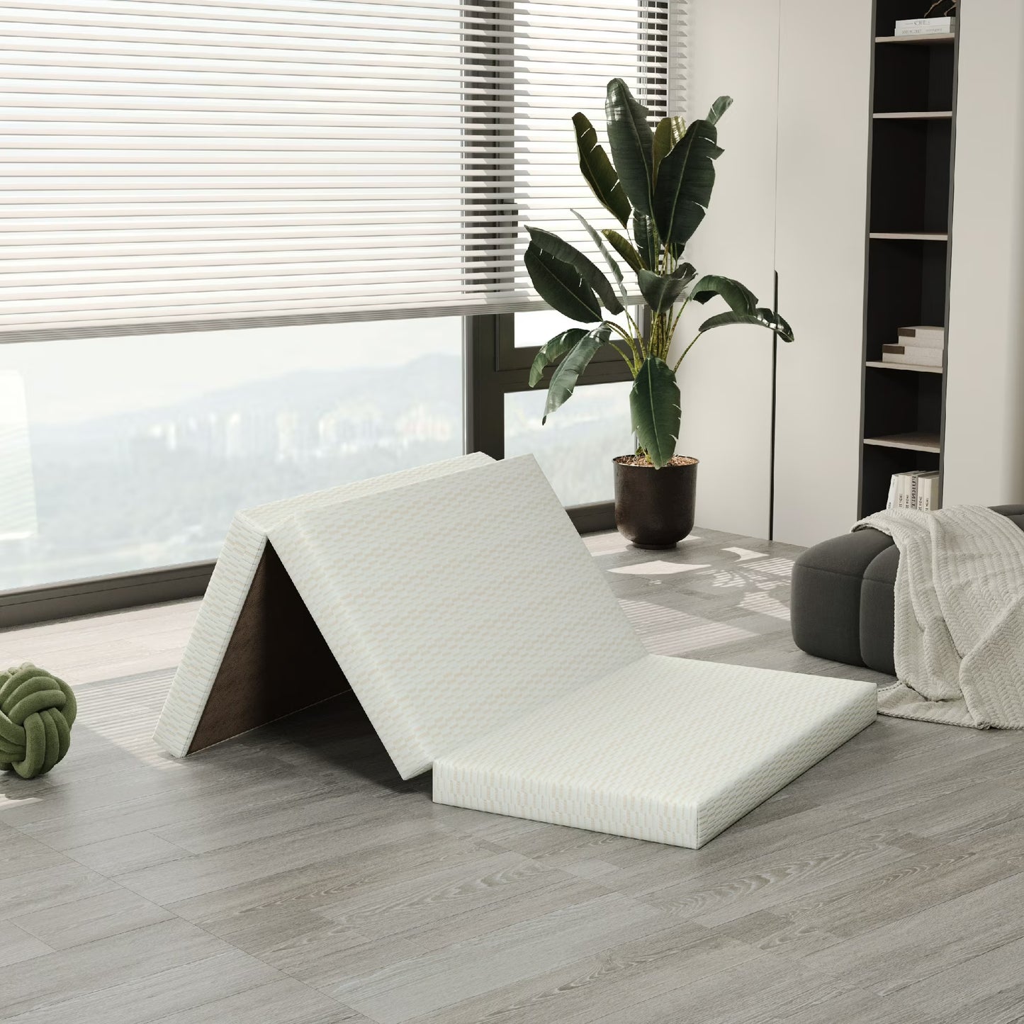 Arctus 3 inch Twin XL Folding Mattress Topper, Tri-Fold Gel Memory Foam Mattress Topper with Fabric Cover, Gust Mat, White