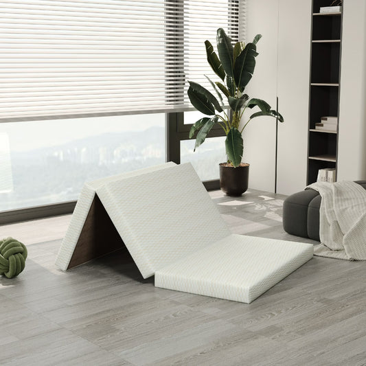 Arctus 3 inch Twin XL Folding Mattress Topper, Tri-Fold Gel Memory Foam Mattress Topper with Fabric Cover, Gust Mat, White