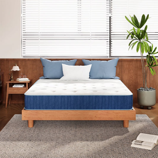 TechForma Queen Hybrid Mattress, Zoned Pocket Springs & High-Density Foam, Medium Support, Breathable and Flame-Retardant Fabric, Ideal for Couples, Seniors & Combination Sleepers