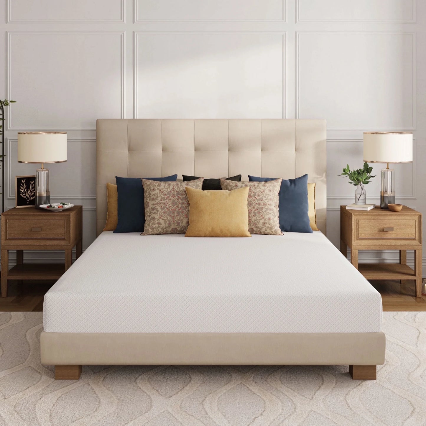 Full Memory Foam Mattress,TechFoma 5 Inch Firm Mattress - with BraceSleeper™ Support Foam & Green Tea Infused Gel Memory Foam, Medium Firm, Pressure Relief, Cooling Effect, White