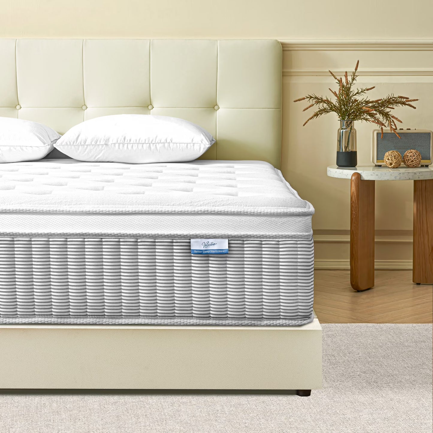 Volantica 12 Inch Full Size Mattress in a Box, Hybrid Mattress with Individual Pocket Spring, Pressure Relief, Motion Isolation, Medium Firm , CertiPUR-US Certified