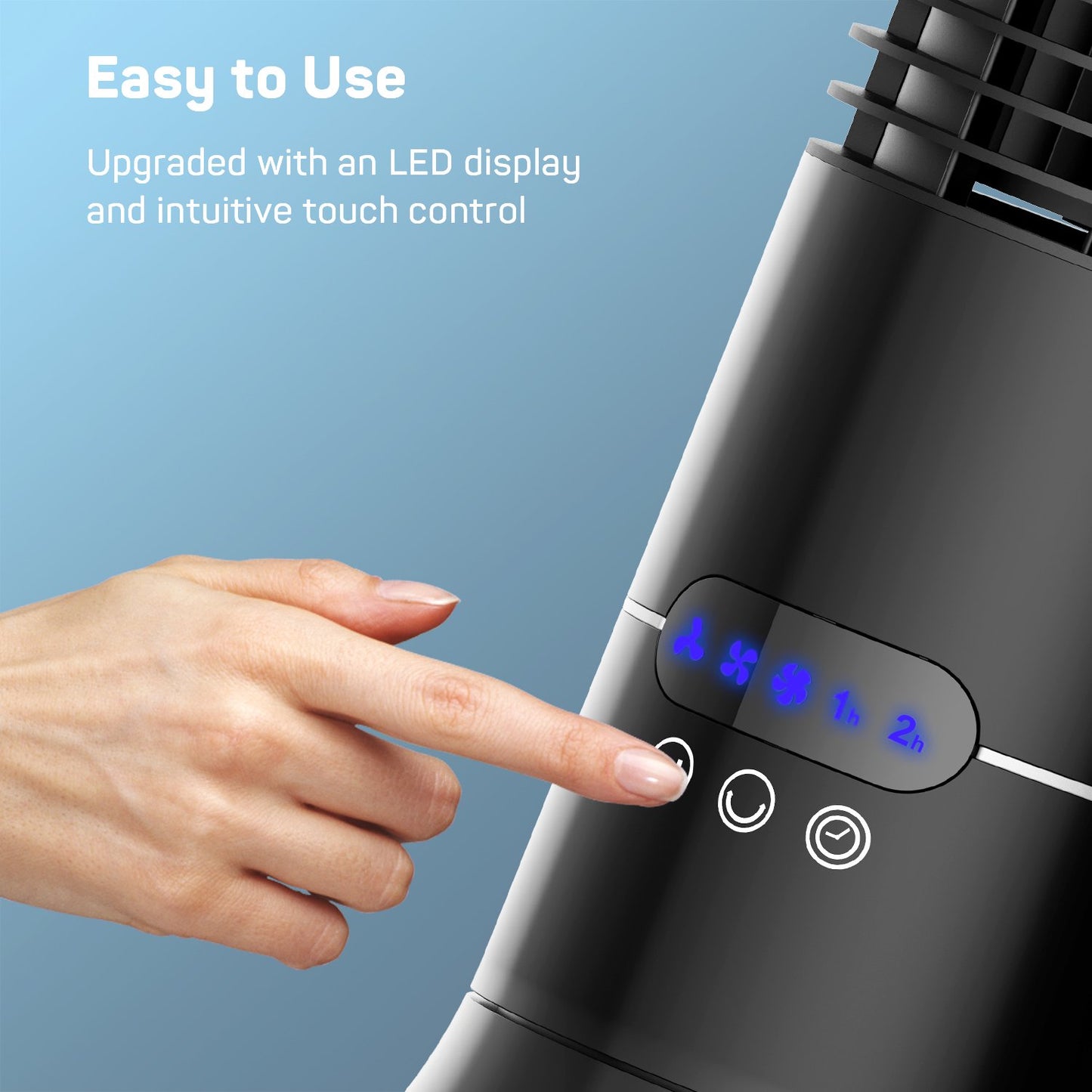 Dr. Prepare 16" Oscillating Tower Fan, Portable Desk Fan with Touch Buttons LED Screen