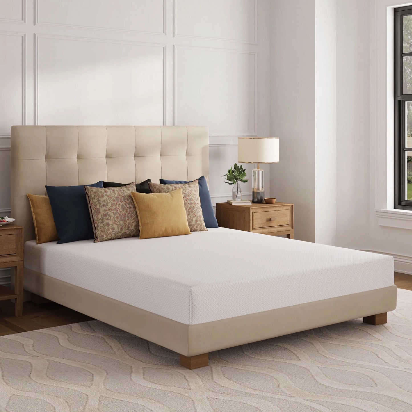 Twin Memory Foam Mattress,TechFoma 10 Inch Medium Mattress - with BraceSleeper Support Foam & Green Tea Infused Gel Memory Foam, Pressure Relief, Cooling Effect, White