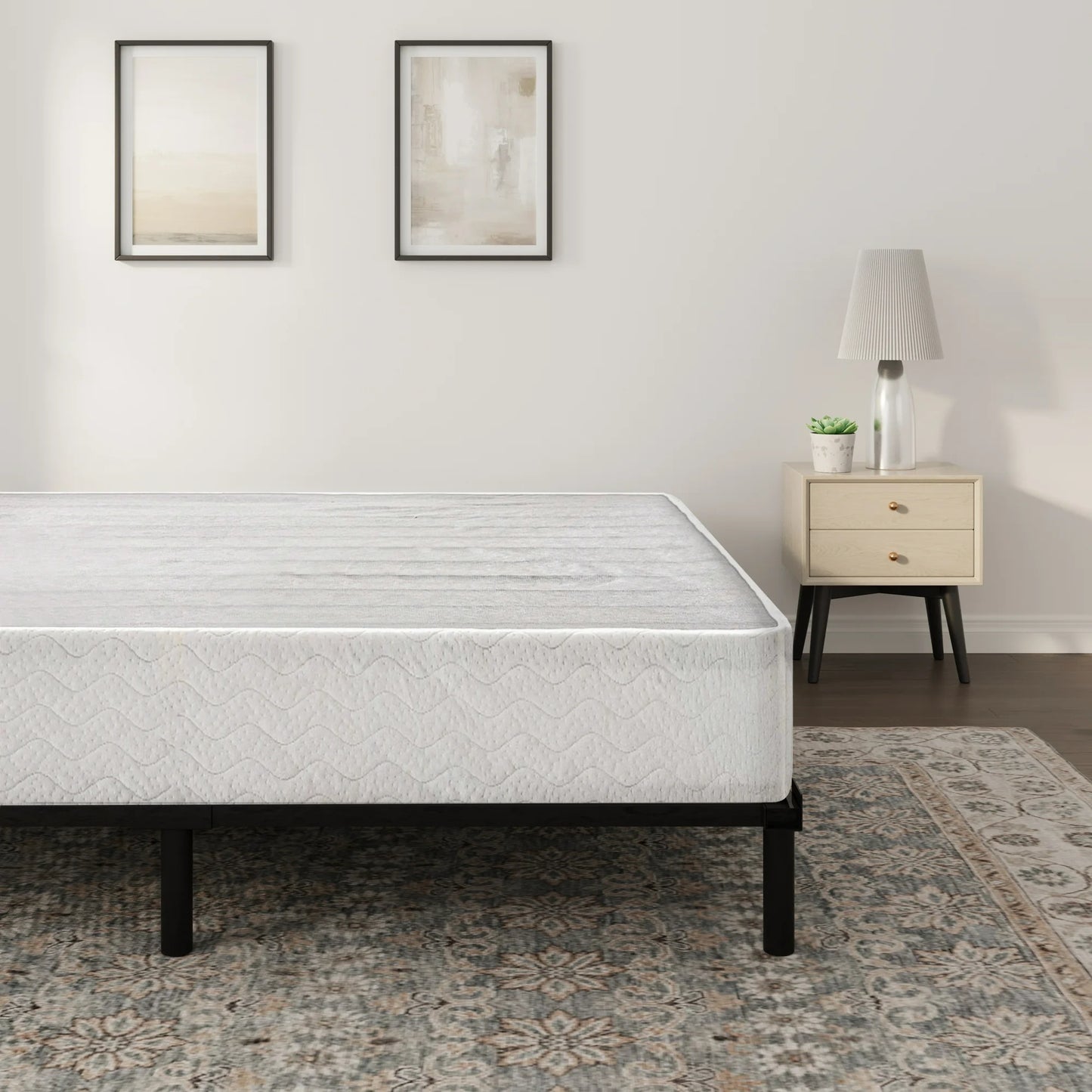 Arctus 9" Twin Box Spring, Metal Mattress Foundation, Fabric Cover Included, Easy Assembly