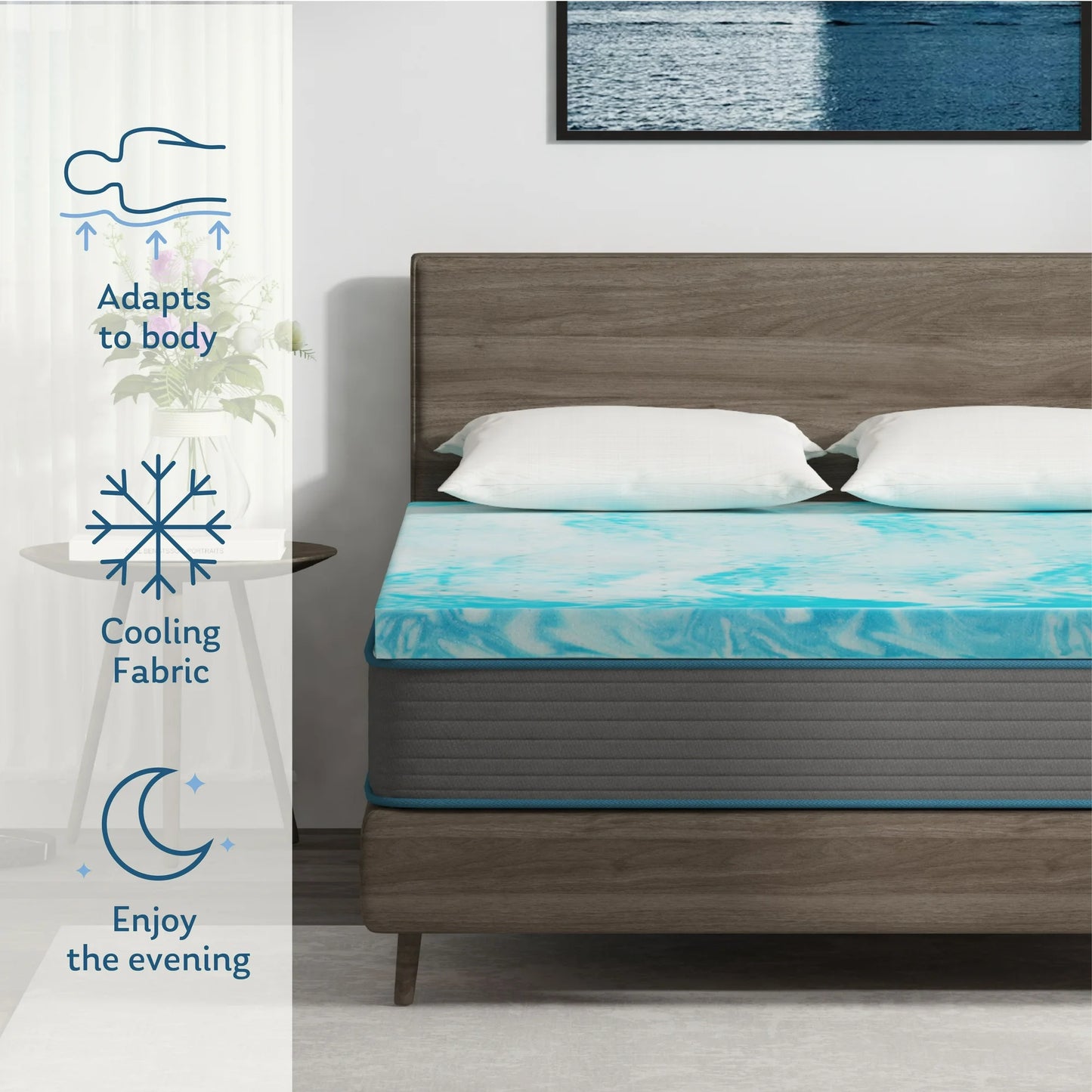 EGOHOME 2 inch Memory Foam Mattress Topper, Full Mattress Topper, Cooling