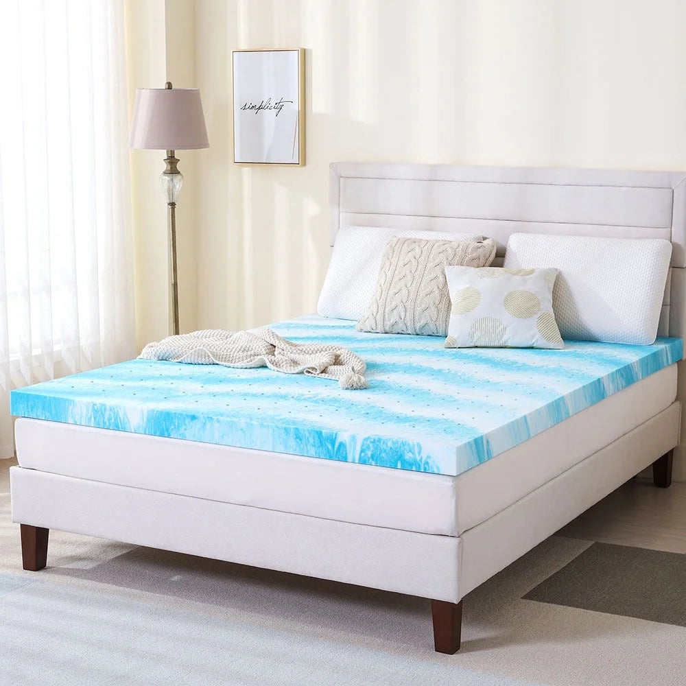 Arctus Mattress Toppers 4 Inch Gel Memory Foam Topper, Blue