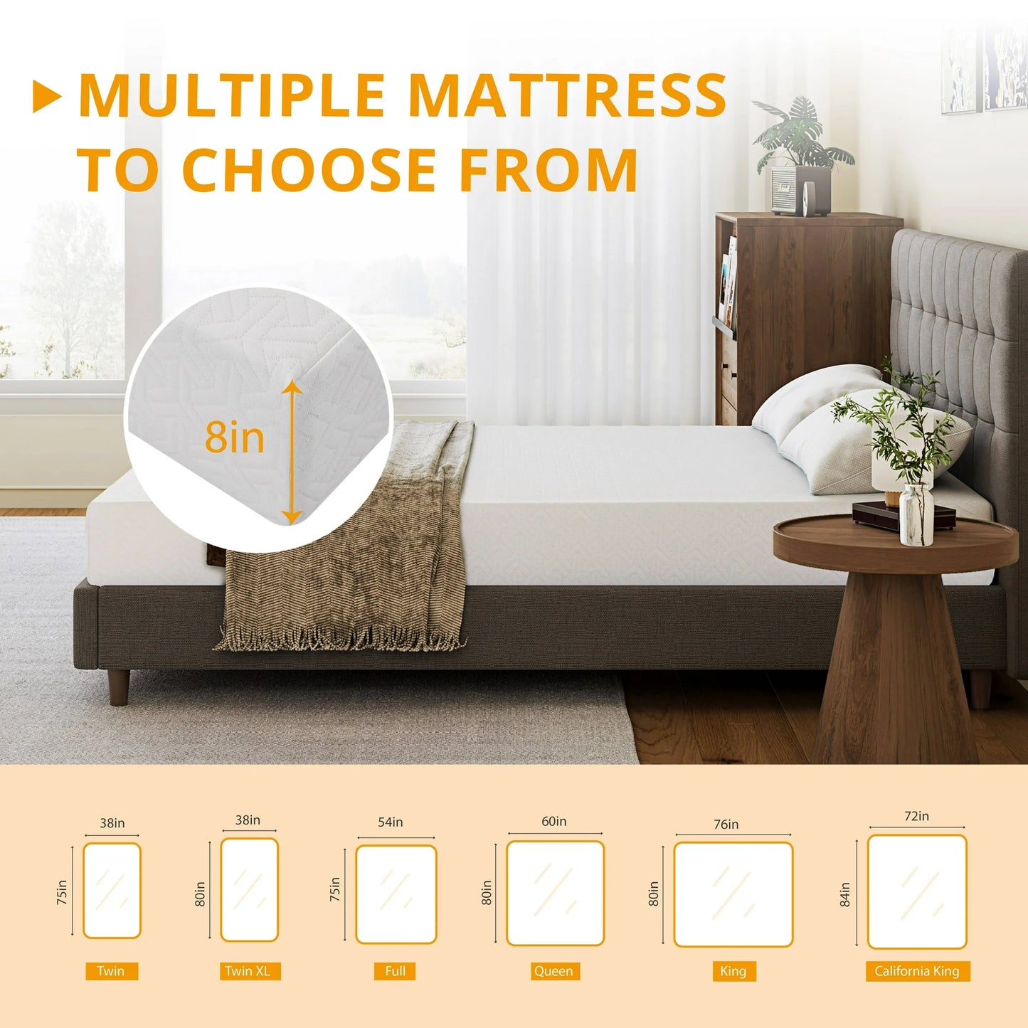 Arctus King Mattress, 8 inch Gel Memory Foam Mattress in a Box, Medium