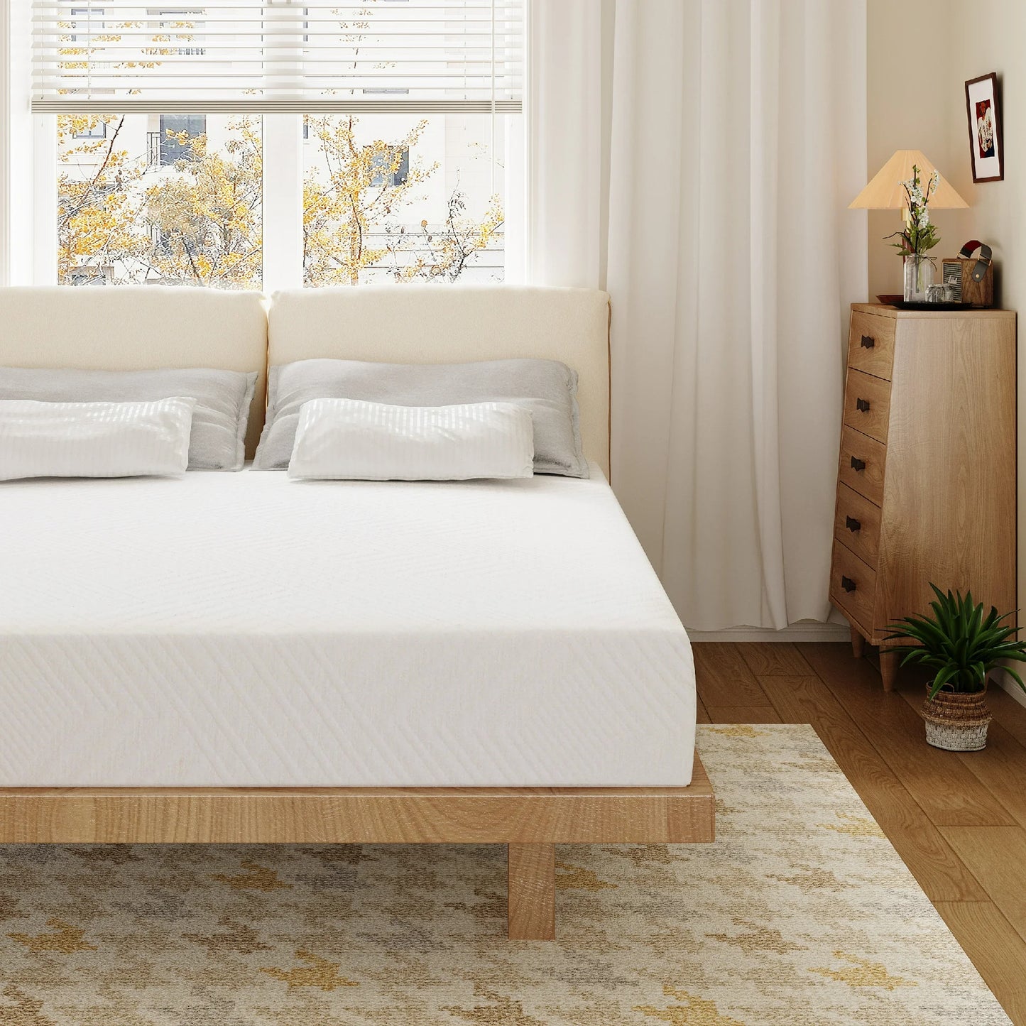 MLILY Ego White 8 inch Memory Foam Mattress, King Size Mattress in a Box, Medium Firm