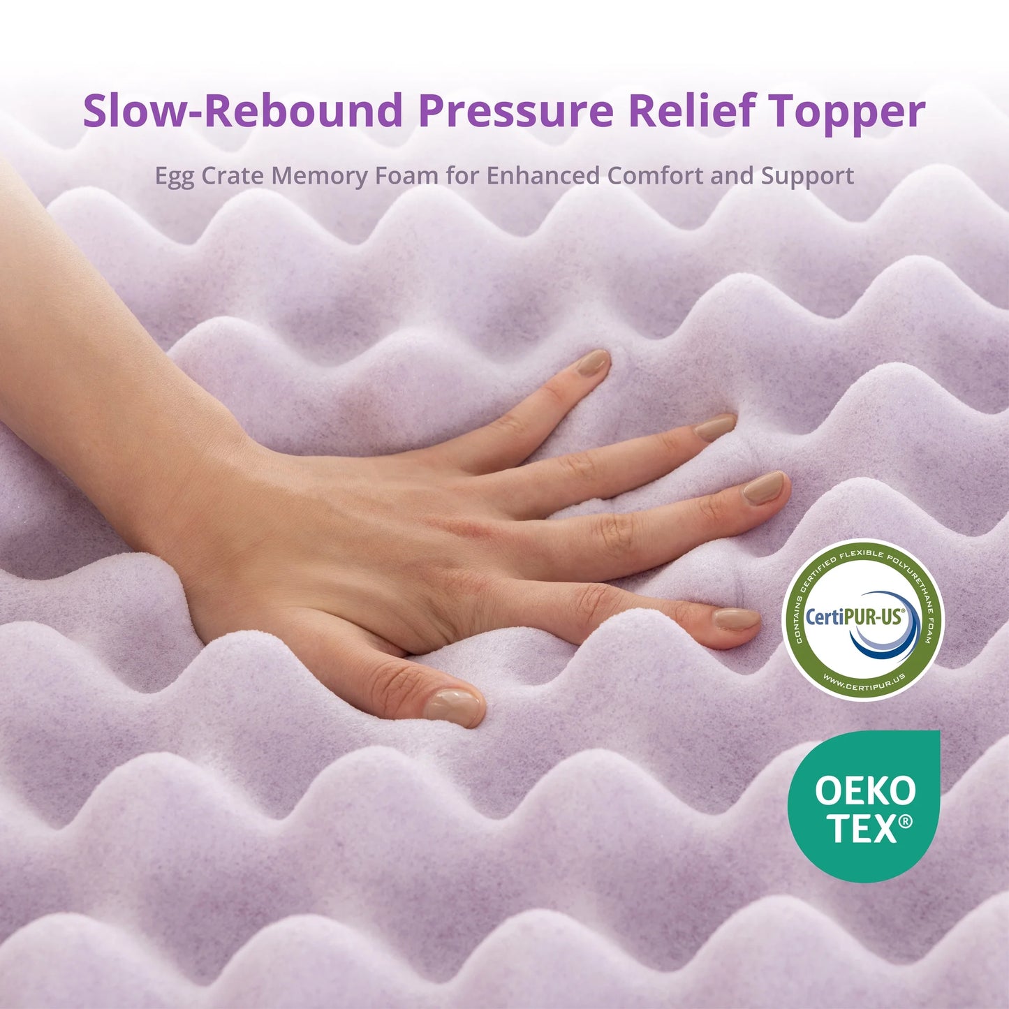 EGOHOME 2 inch King Size Memory Foam Mattress Topper,Egg Crate Foam Pad with Lavender Gel