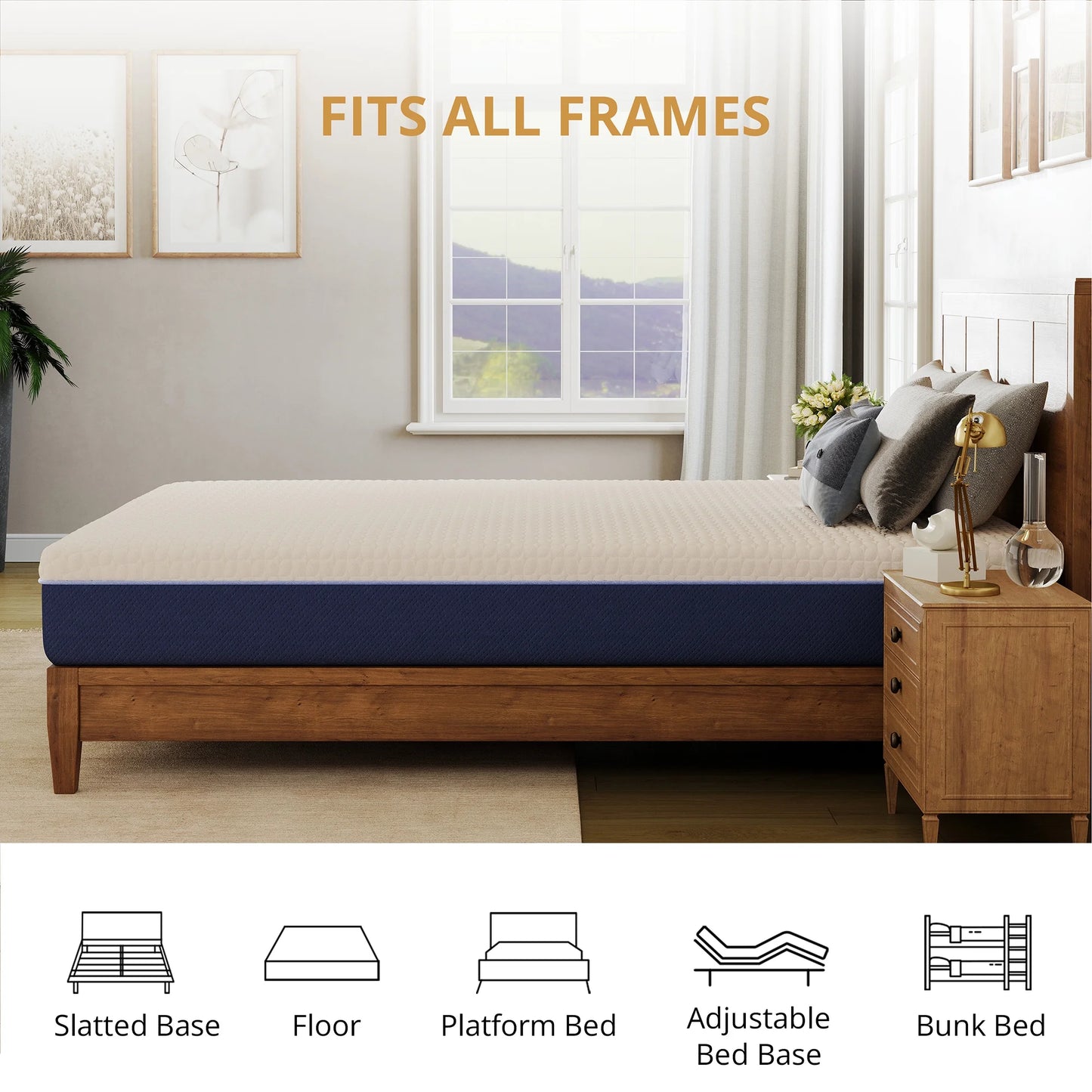 Subfun 10" Full Gel Memory Foam Mattress,Mattress in a Box, Cooling & Medium Firm Support, CertiPUR-US Certified Foam