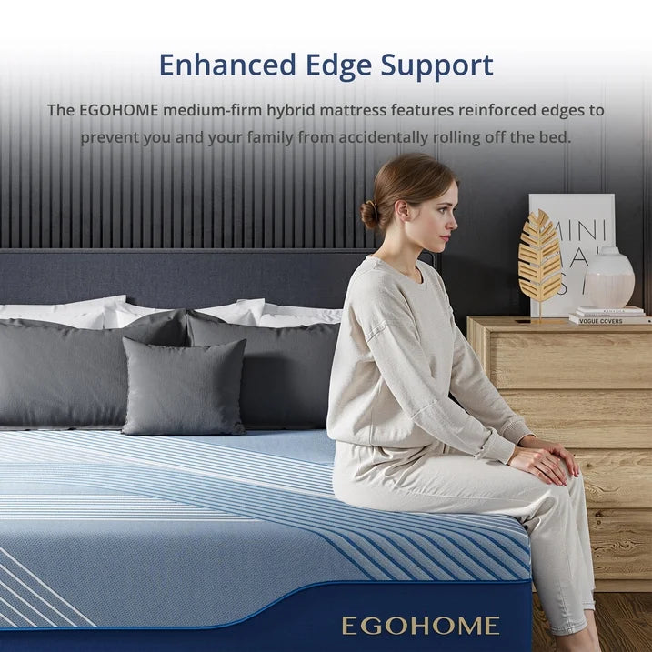 EGOHOME Ego Elysian 14 inch Hybrid Mattress, Cal King Size Memory Foam Mattress, Pocket Spring