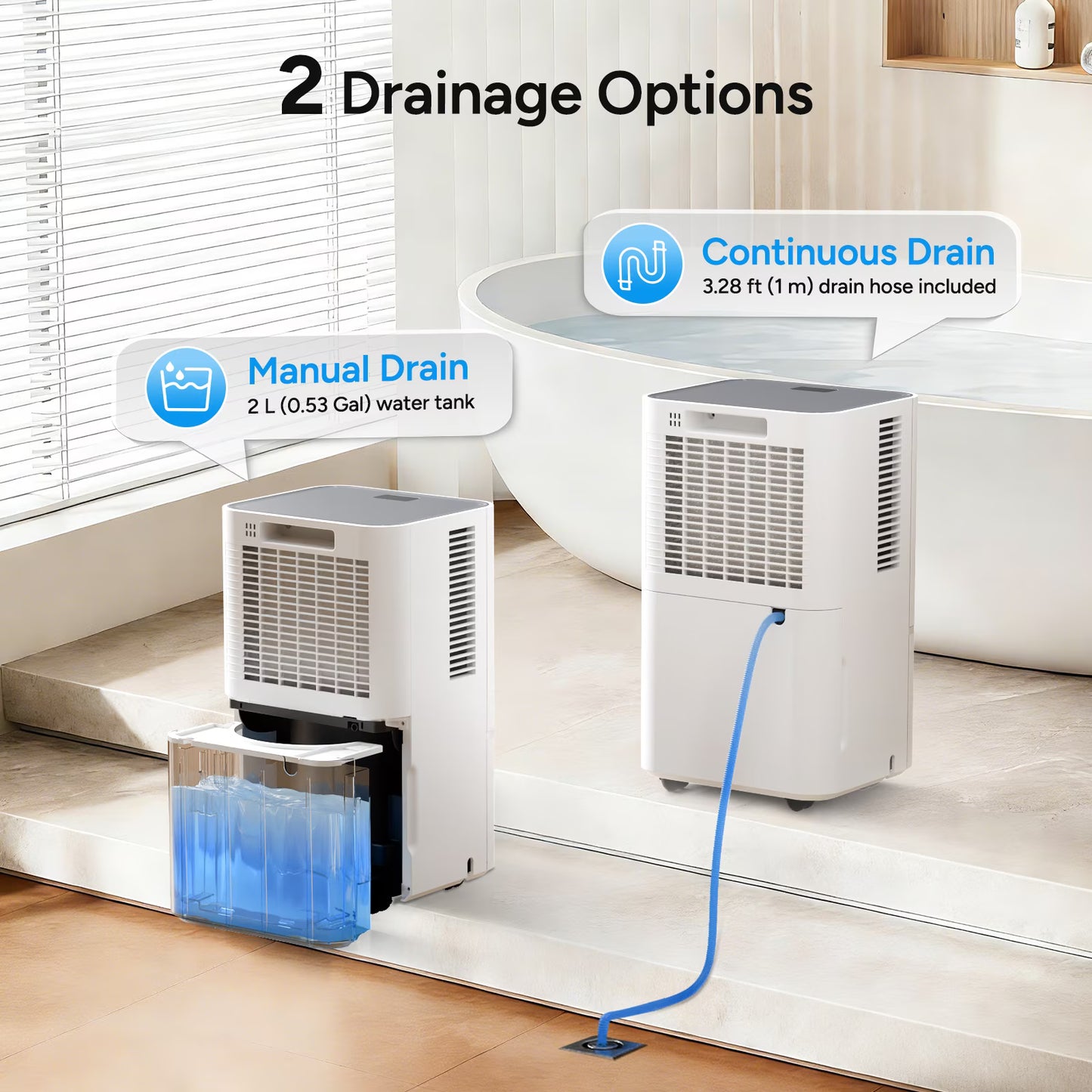 2600 Sq.Ft Dehumidifier for Home Max 38 Pints, Large Room with Drain Hose, Intelligent Humidity Control, Dry Clothes, 3 Modes, Sleep Mode, 24H Timer
