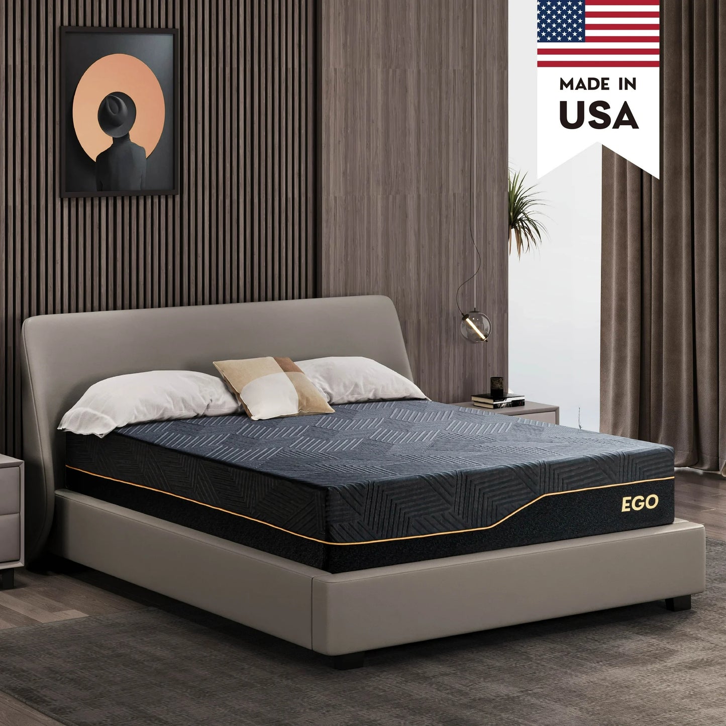 MLILY Ego Black Firm Cooling Gel Memory Foam Mattress, 14 inch Cal King Size Mattress in a Box