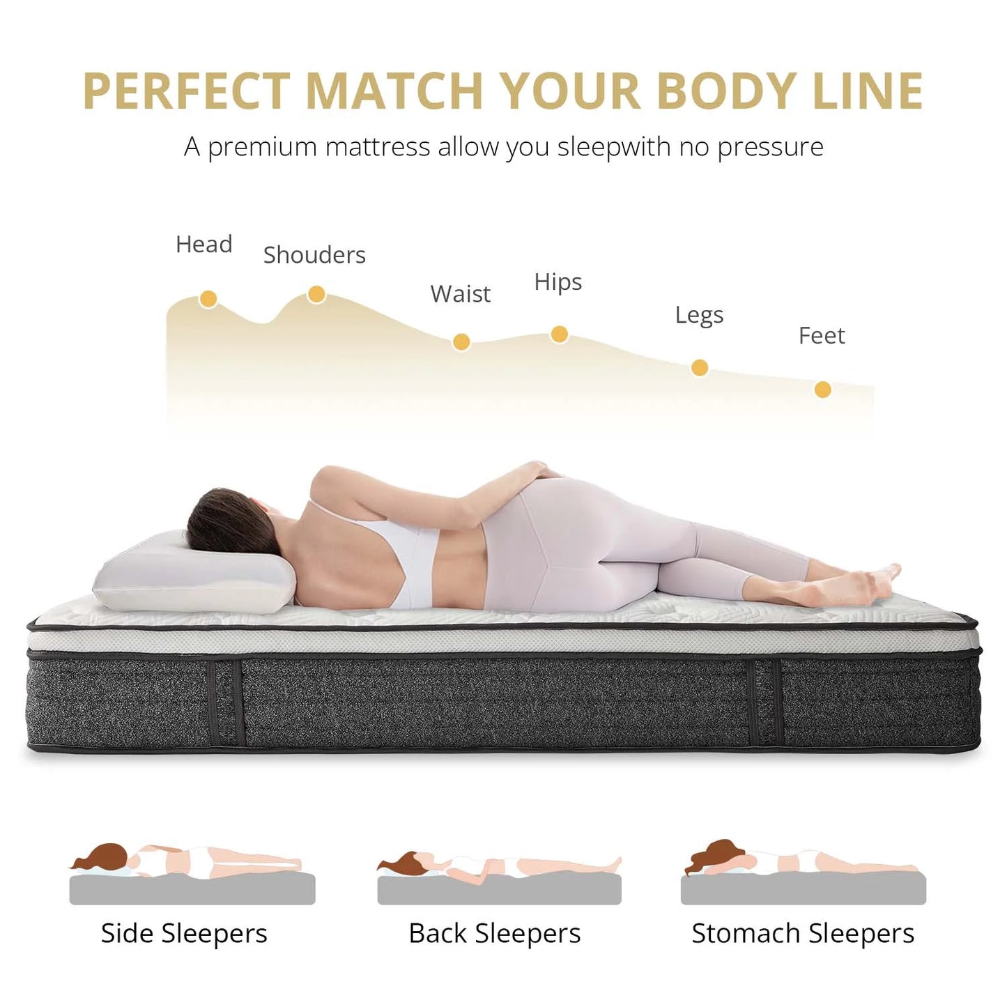 TechForma 12" King Mattress, Hybrid Memory Foam Mattress with Pocket Spring Design, Breathable Knit Fabric, Flame-Retardant Cover & Reinforced Edge, Medium Firmness Support